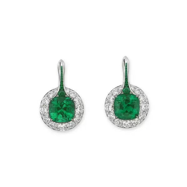 9ctw Cushion Cut Emerald Drop Earrings