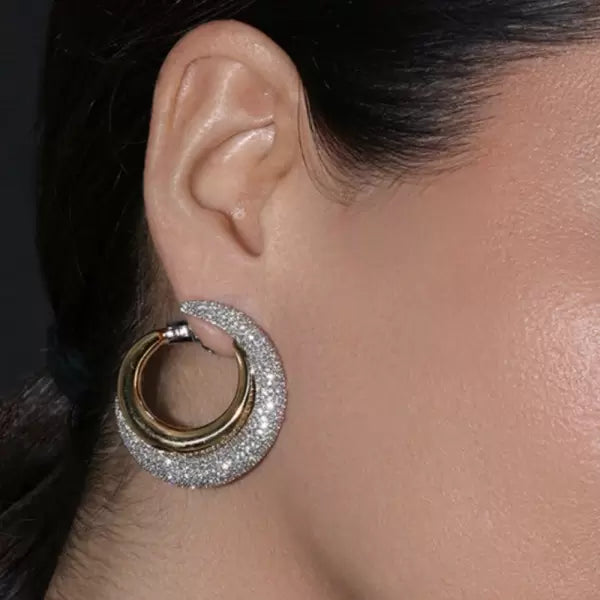 8.43ctw Round Cut White Sapphire Open Hoop Earrings