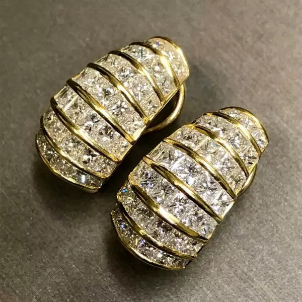 7ctw Princess Cut White Sapphire Hoop Earrings