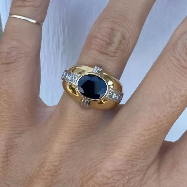 3.5ctw Oval Cut Sapphire Channel Set Cocktail Ring