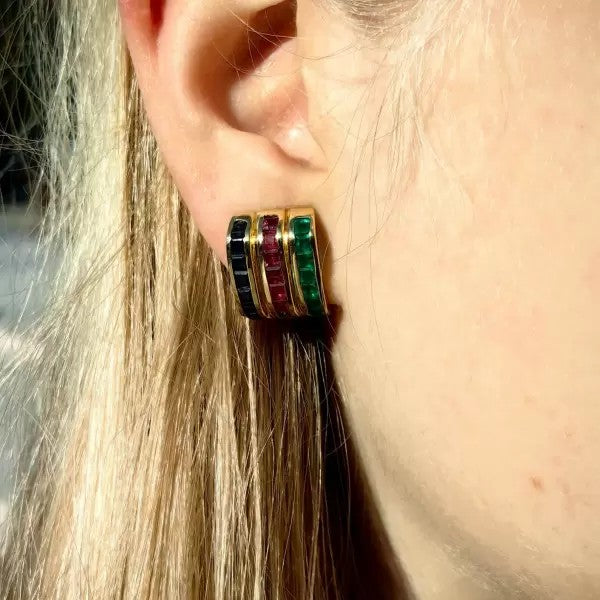 8.4ctw Asscher Cut Multi-Gemstone Stud Earrings