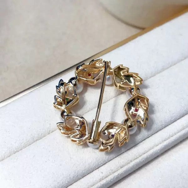 Round Cut Multi-Gemstone Pearl Pendant Necklace