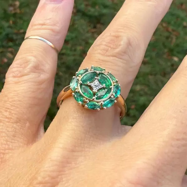 Vintage 3ctw Marquise Cut Emerald Ring