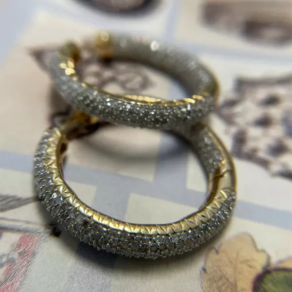 3.85ctw Round Cut White Sapphire Inside Hoop Earrings