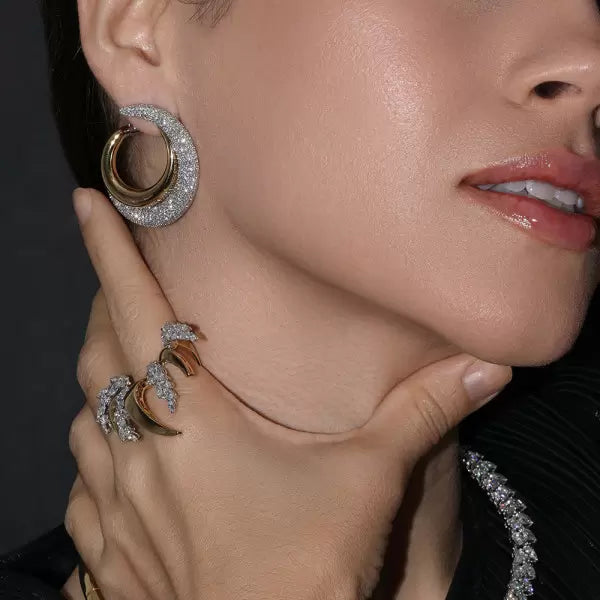 8.43ctw Round Cut White Sapphire Open Hoop Earrings