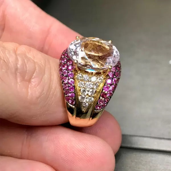 13.2ctw Oval Cut White Sapphire Cocktail Ring