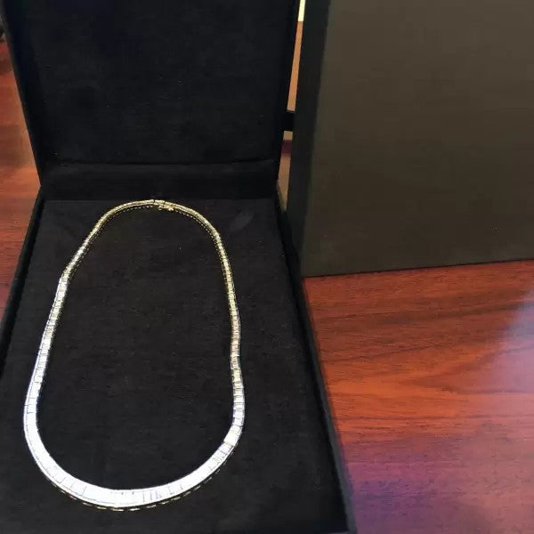 17ctw Baguette Cut White Sapphire Statement Necklace