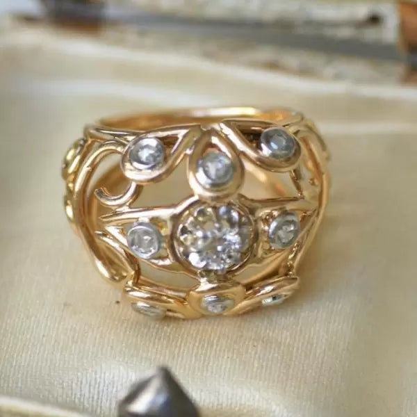 3.3ctw Round Cut White Sapphire Wire Cocktail Ball Ring