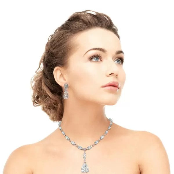27.76ct Pear Cut White Sapphire Statement Necklace