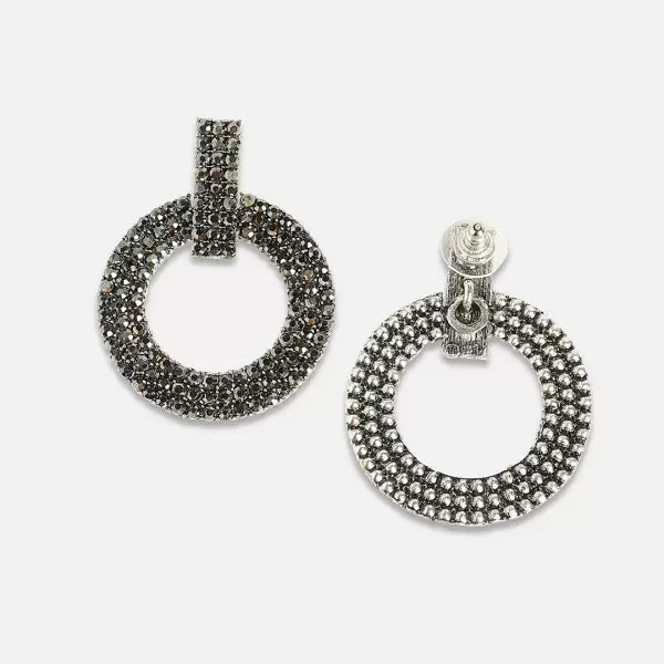 10ctw Round Cut Black Sapphire Hoop Earrings