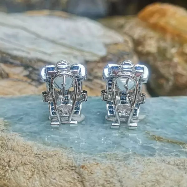 Art Deco 4.5ctw Princess Cut Sapphire Stud Earrings