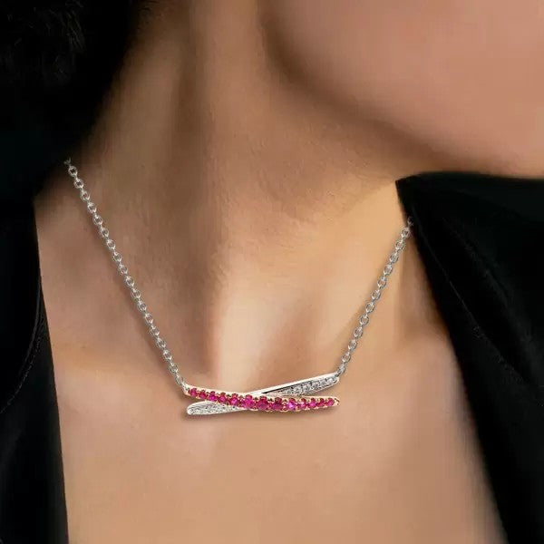 4.56ctw Round Cut Ruby Pendant Necklace