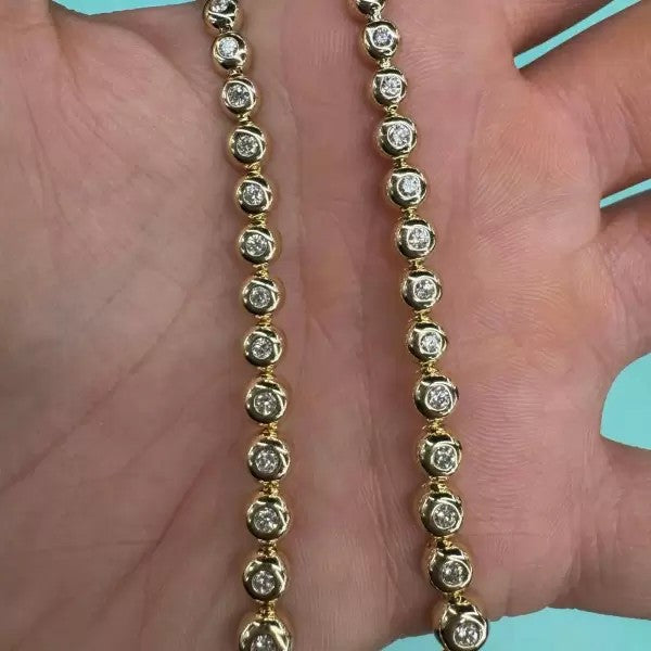 10ctw Round Cut White Sapphire Vintage Graduated Diamond Bubble Tennis Necklace