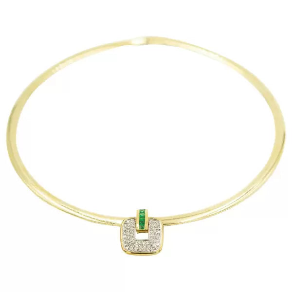 3ctw Round Cut Emerald Pendant Omega Necklace