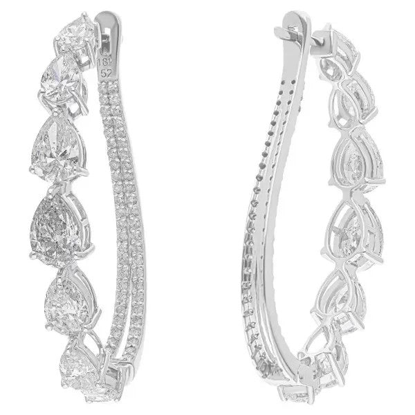 6.1ctw Pear Cut White Sapphire Hoop Earrings