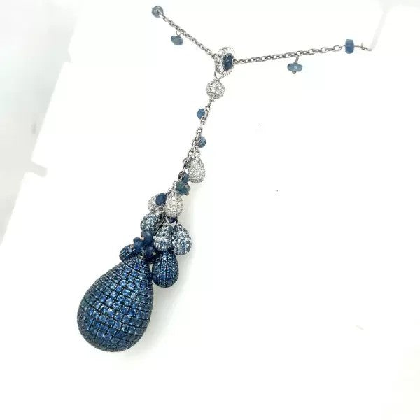 12.96ctw Round Cut Sapphire Pendant Necklace