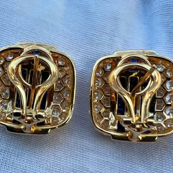 7ct Emerald Cut Sapphire Drop Earrings