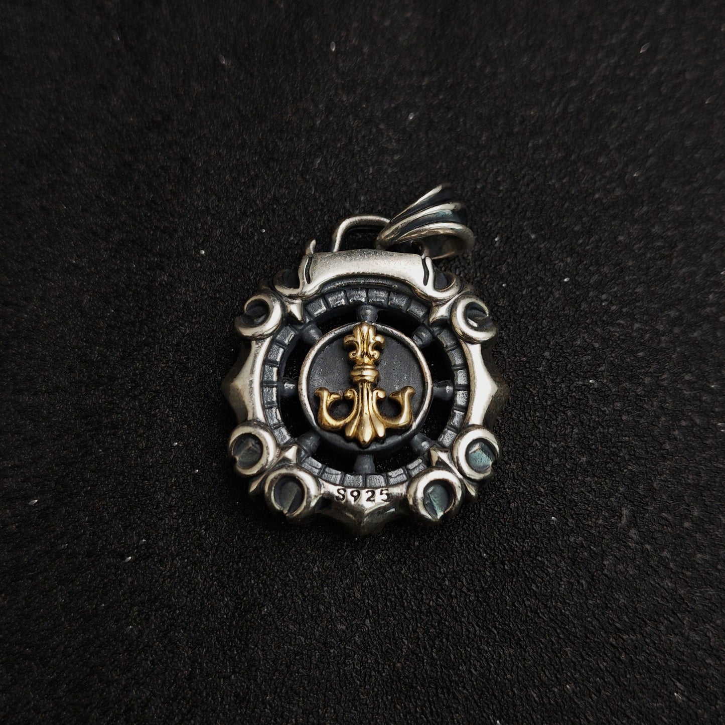 925 Sterling Silver Nautical Star Compass Pendant Necklace | Vintage Anchor Design（YS-20250926-5）