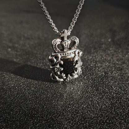 Vintage Crown Black Gem 316 Stainless Steel Pendant Necklace | Unisex Punk Fashion, 65cm Chain（GS-20250912-9）
