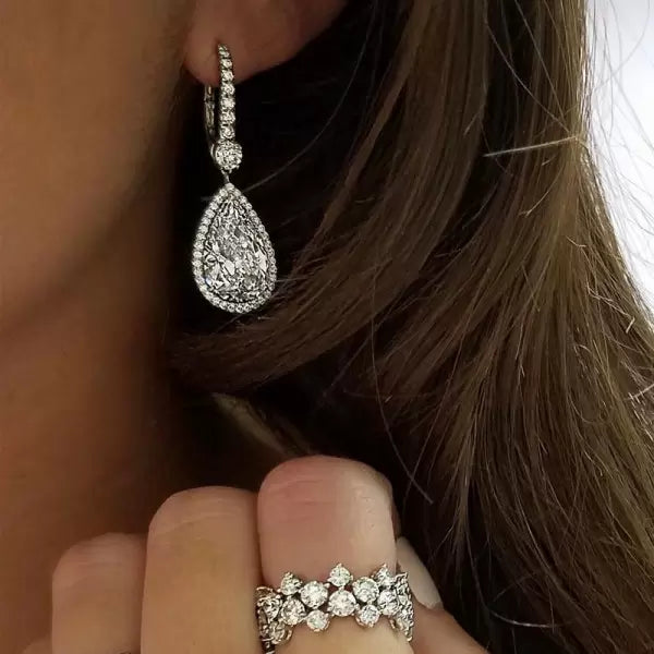 Sapphire Drop Earrings in Sterling Silver