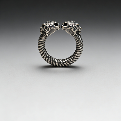 925 Sterling Silver Vintage Double-Headed Leopard Ring | Unique Hip-Hop Style（YS-20250926-9）