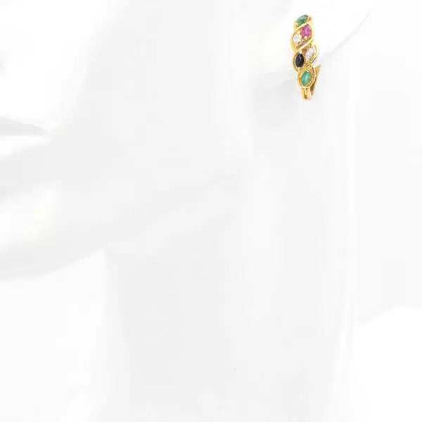 2.25ctw Marquise Cut Ruby Sapphire Emerald Omega-Back Stud Earrings