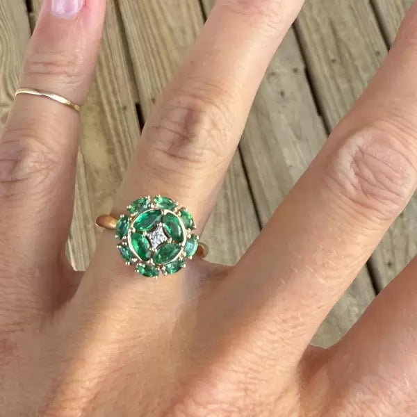 Vintage 3ctw Marquise Cut Emerald Ring