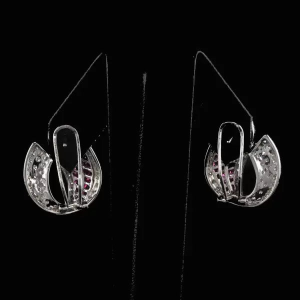 Vintage 8ctw Asscher Cut Ruby Clip Earrings