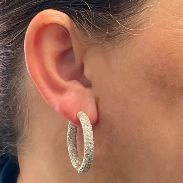 3.85ctw Round Cut White Sapphire Inside Hoop Earrings