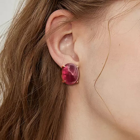 12ctw Oval Cut Ruby Pink Tourmaline Earrings