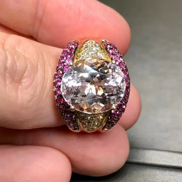 13.2ctw Oval Cut White Sapphire Cocktail Ring