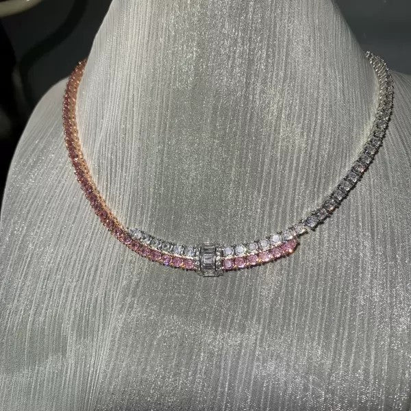 10.8ctw Round Cut Pink Sapphire Statement Necklace