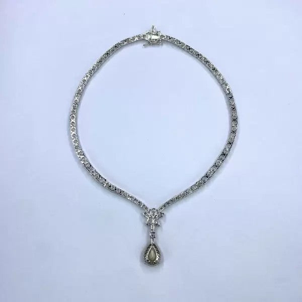 26ctw Pear Cut Champagne Sapphire Pendant Necklace