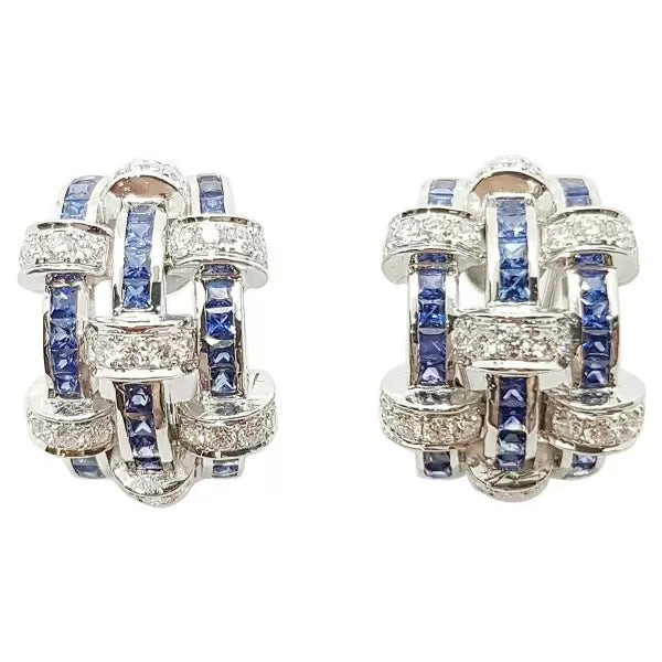 Art Deco 4.5ctw Princess Cut Sapphire Stud Earrings