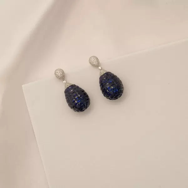 7.41ctw Asscher Cut Ruby Invisible Set Teardrop Earrings