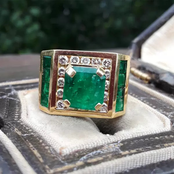 3.7ctw Asscher Cut Emerald Wedding Cocktail Ring