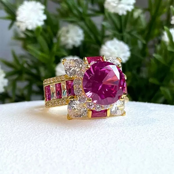 Vintage 6ctw Round Cut Ruby Ring