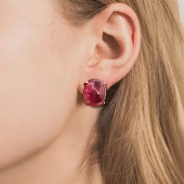 12ctw Oval Cut Ruby Pink Tourmaline Earrings
