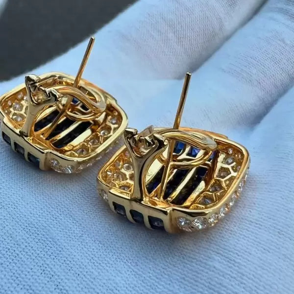 7ct Emerald Cut Sapphire Drop Earrings