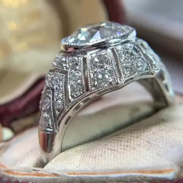 5ctw Round Cut White Sapphire Vintage Art Deco Ring