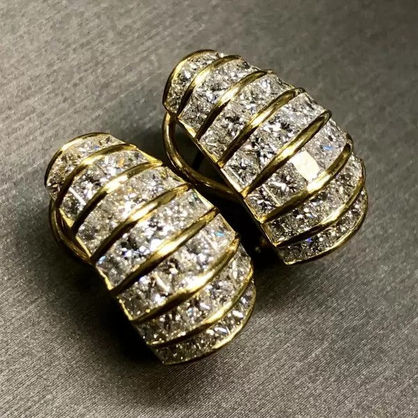 7ctw Princess Cut White Sapphire Hoop Earrings