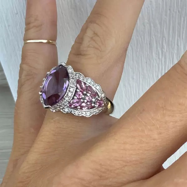 5ctw Marquise Cut Amethyst Cocktail Ring