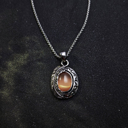 Vintage 316 Stainless Steel Eagle Feather Pendant with Gemstone | Unisex Necklace, 65cm Chain（GS-20250912-1）