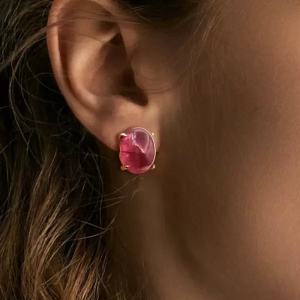 12ctw Oval Cut Ruby Pink Tourmaline Earrings