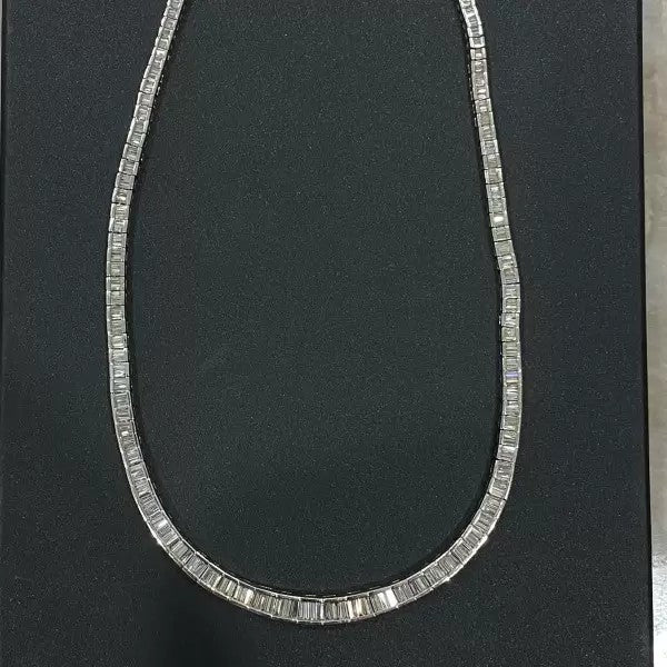 17ctw Baguette Cut White Sapphire Statement Necklace