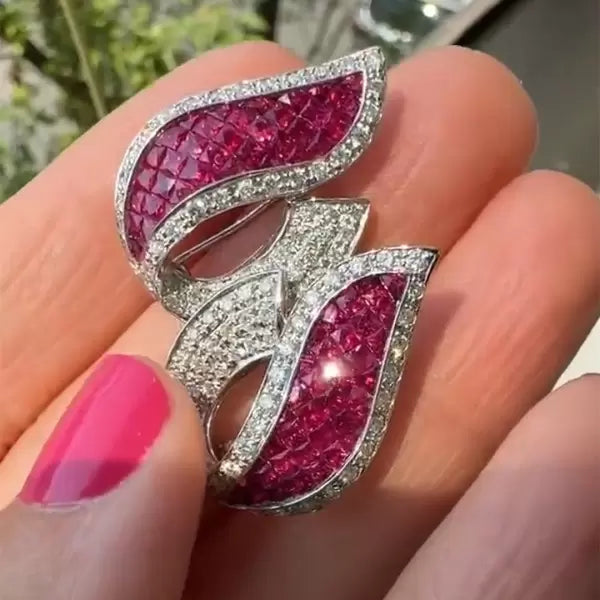 Vintage 8ctw Asscher Cut Ruby Clip Earrings