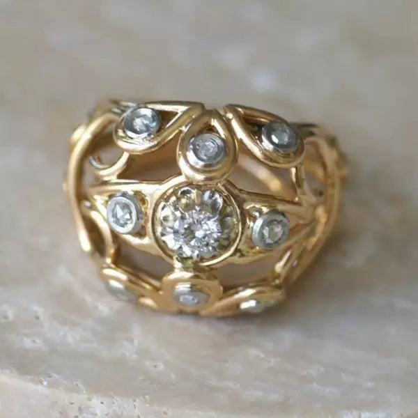 3.3ctw Round Cut White Sapphire Wire Cocktail Ball Ring