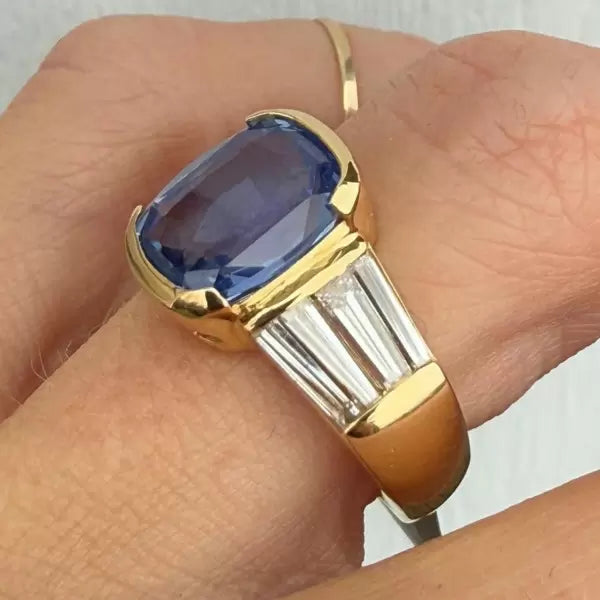 6ctw Cushion Cut Sapphire Engagement Ring