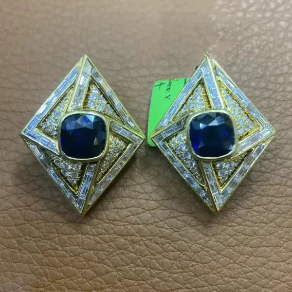 7.76ctw Cushion Cut Sapphire Stud Earrings