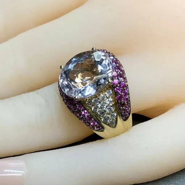 13.2ctw Oval Cut White Sapphire Cocktail Ring